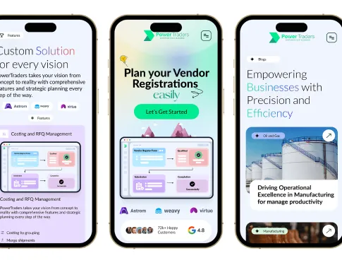 Website Design company webotix uae powertraders application screens
